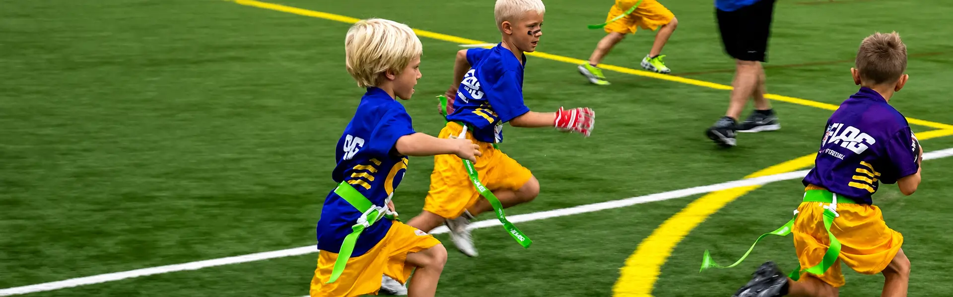 Youth flag football players at Soccer Centre